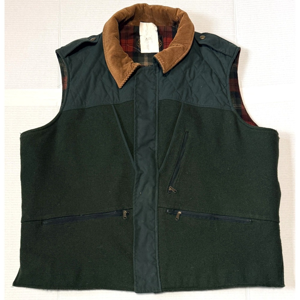 WOOLRICH Classic - Men's VTG Green Wool Blend‎ Insulated Vest USA - X-Large XL